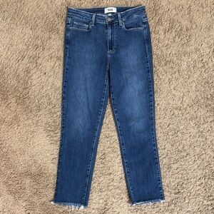 PAIGE Hoxton Slim Crop Women's Dark Blue Jeans Raw Hem size 27 Casual Classic
